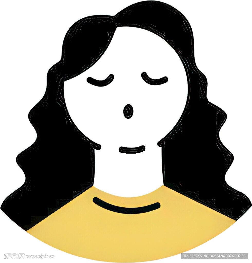 闭眼卷发女性头像