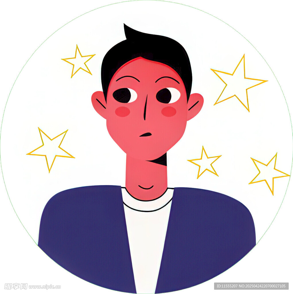 惊讶男子被星星环绕