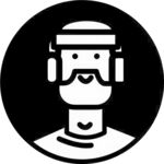 戴耳机男子简约黑白图标