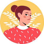 扎发红衣女士头像插画