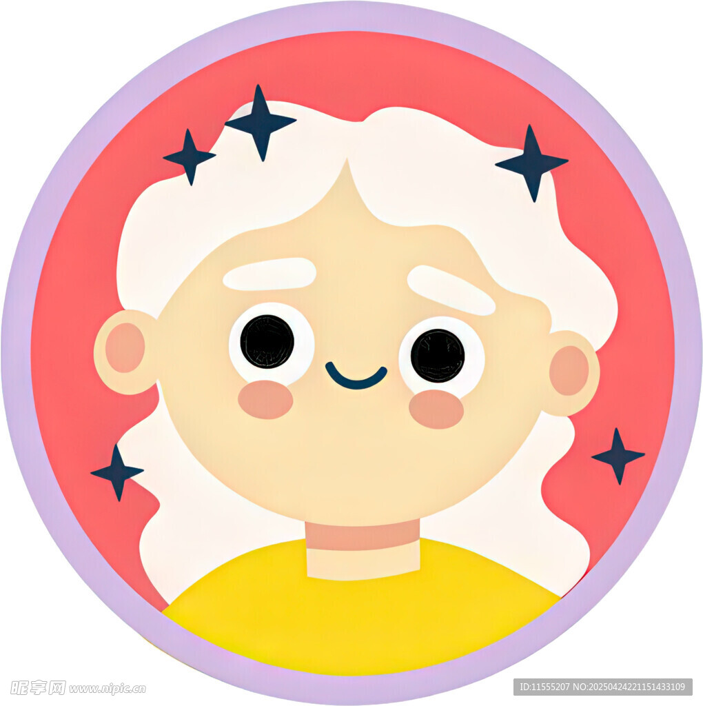 可爱白发女孩头像插画