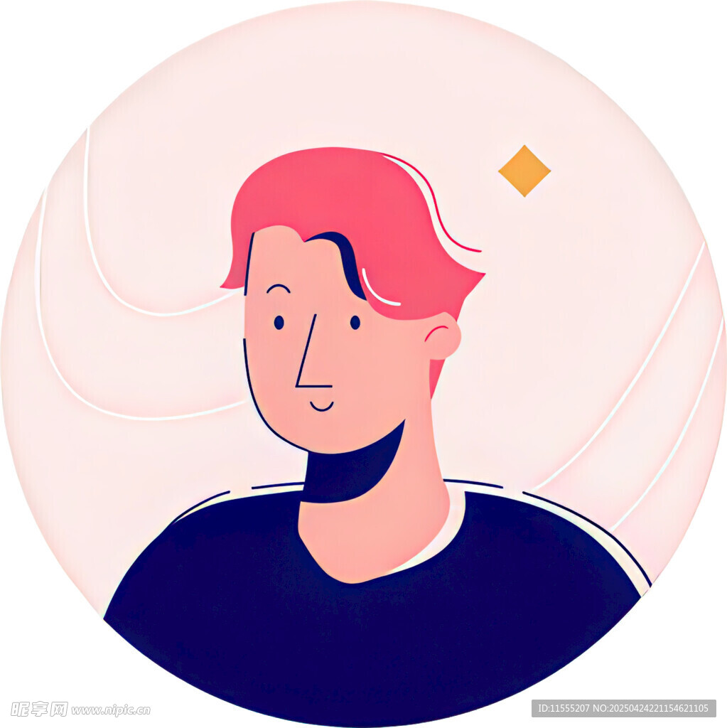 红发男子头像插画