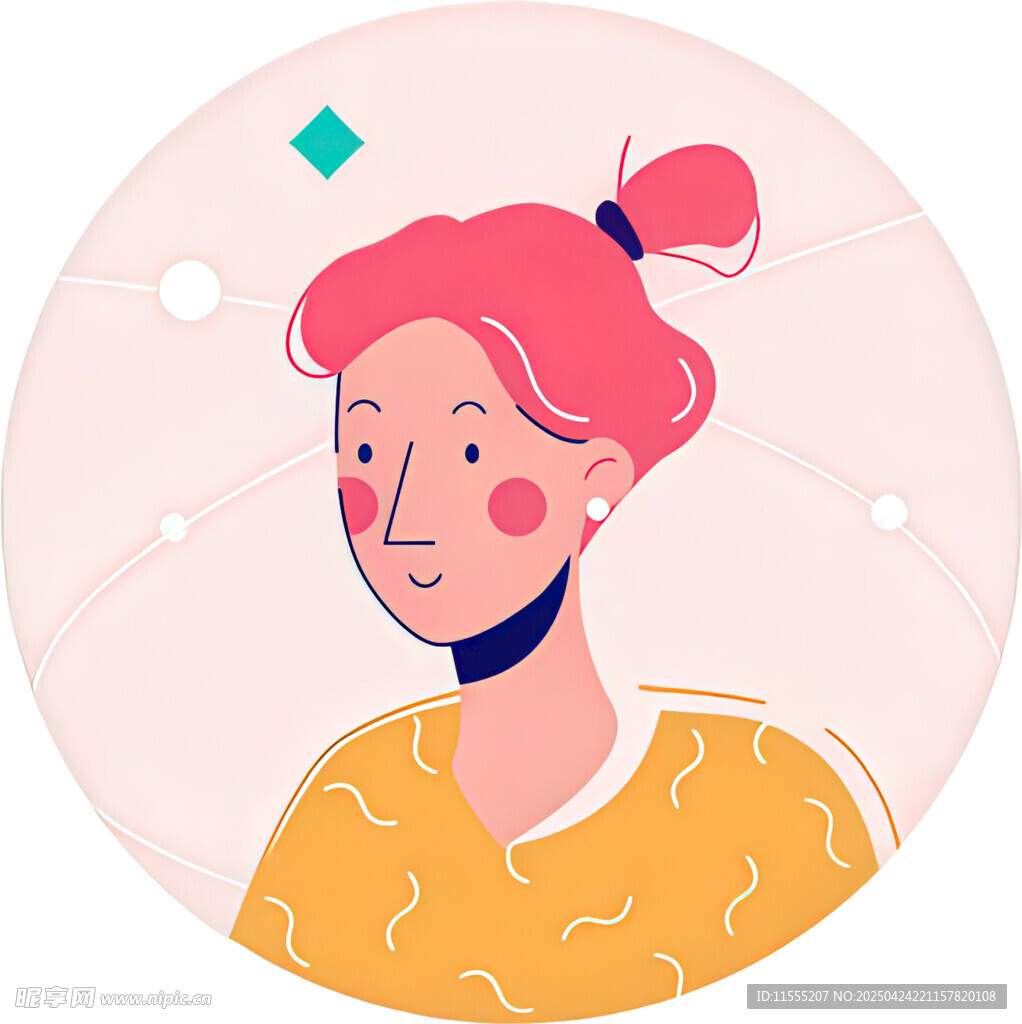 红发女孩的简约插画形象