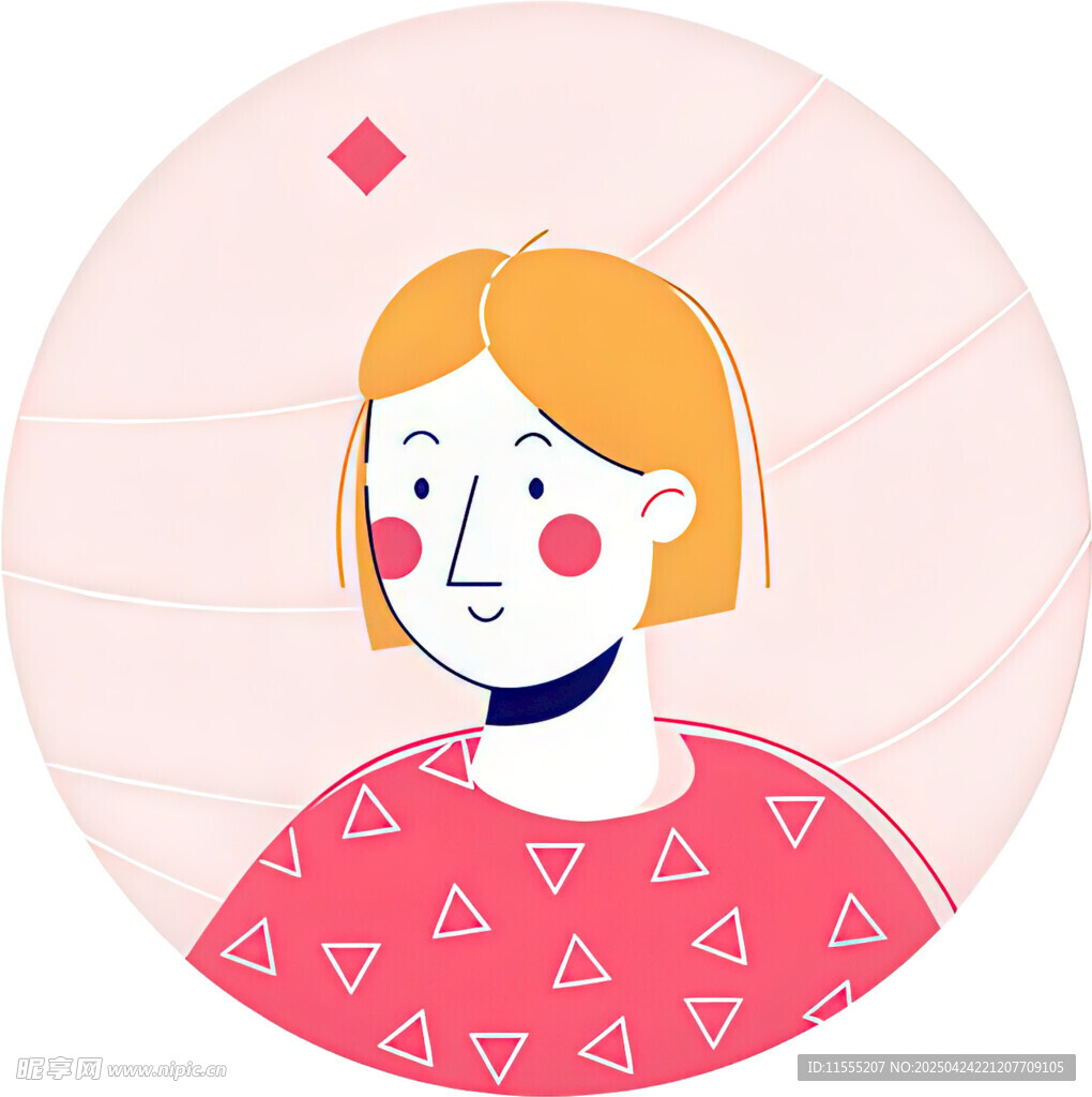 卡通风格短发女孩插画