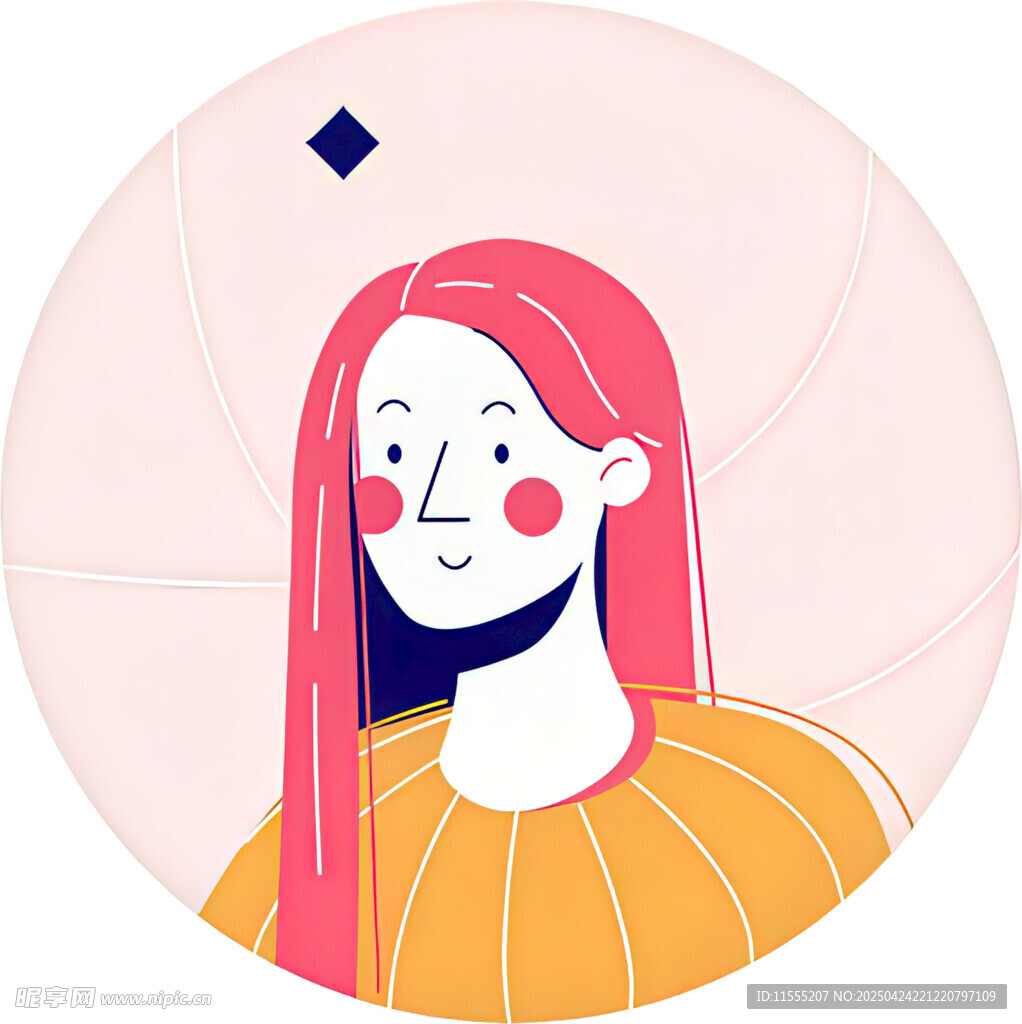 红发女孩的简约插画形象