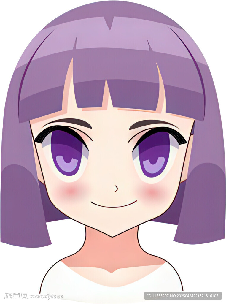 紫色短发可爱动漫女孩
