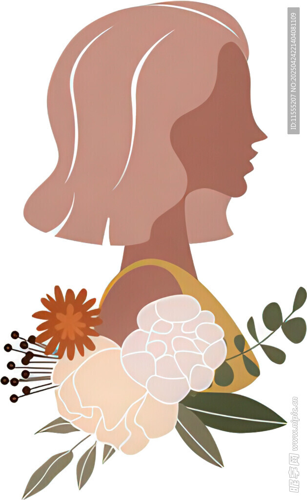女性侧影与花卉装饰