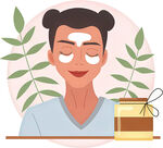 女士闭眼享受面部护肤时刻