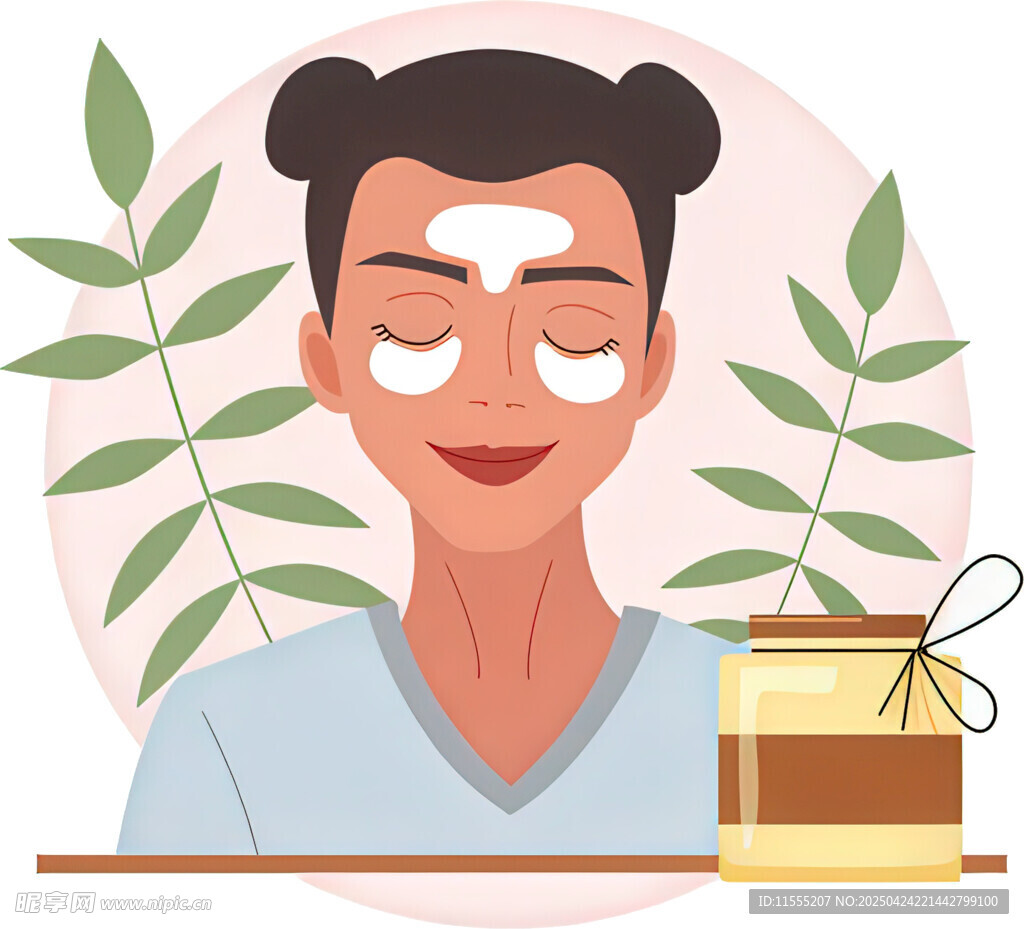 女士闭眼享受面部护肤时刻
