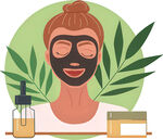 女士敷面膜护肤场景