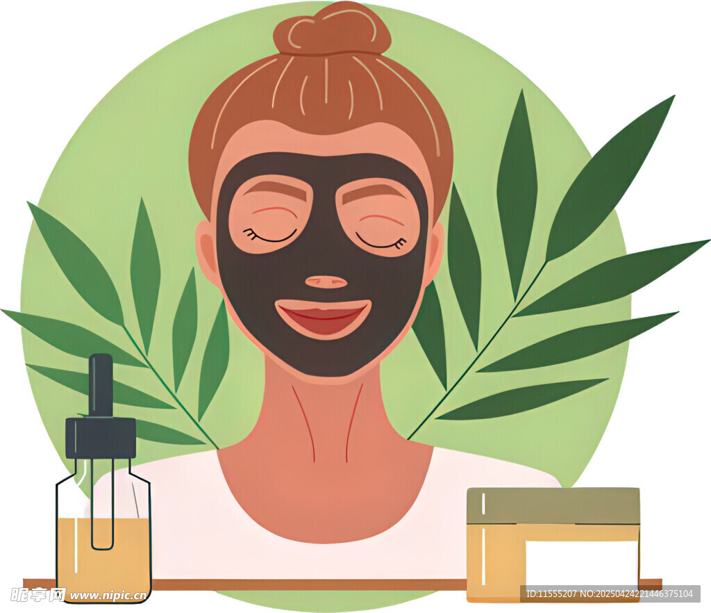 女士敷面膜护肤场景