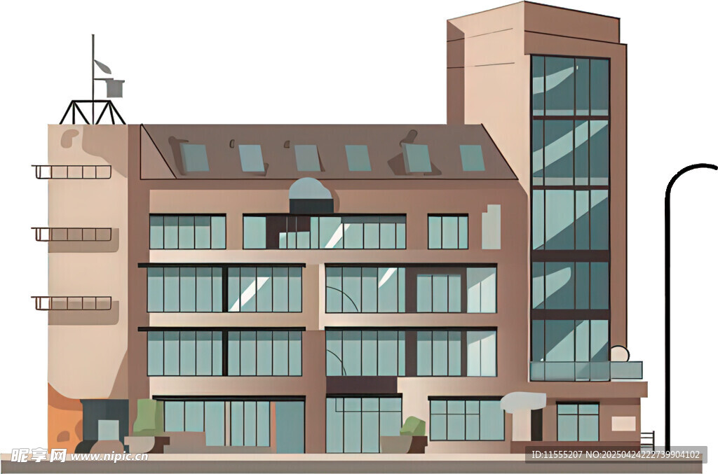 现代多层办公建筑外观