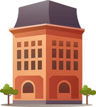 复古风格多层建筑插画