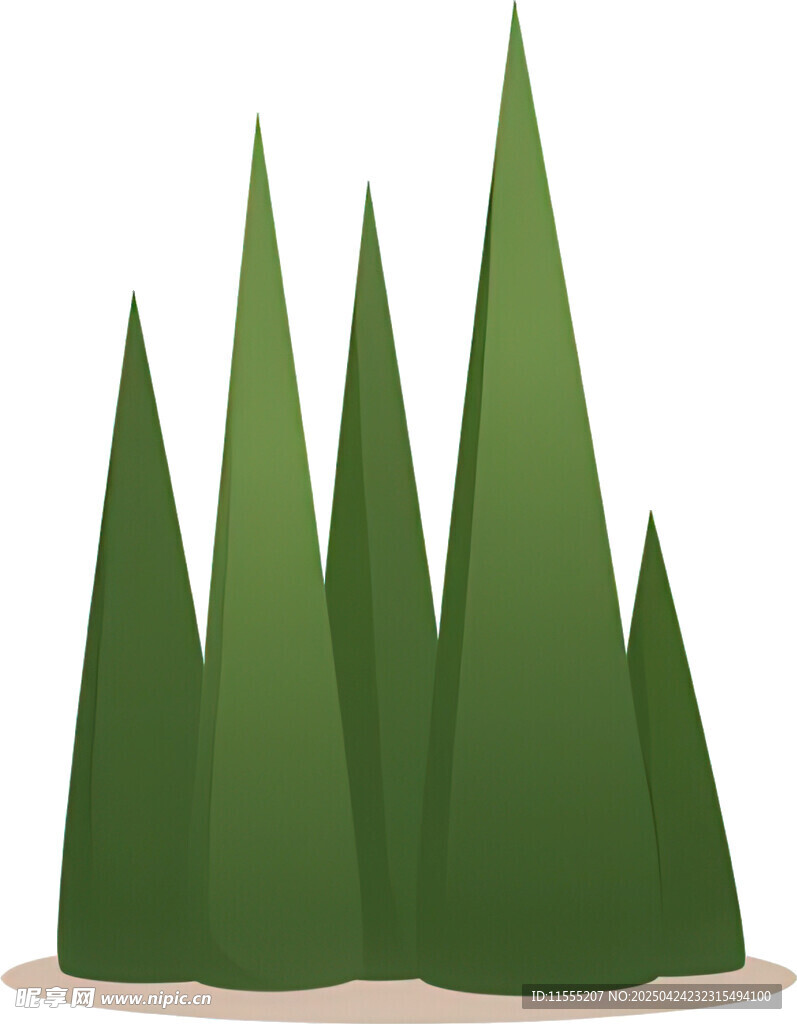 一组锥形绿植插画