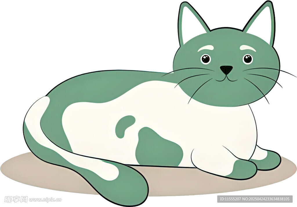 趴着的绿白相间猫咪