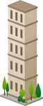 多层米色建筑与绿植