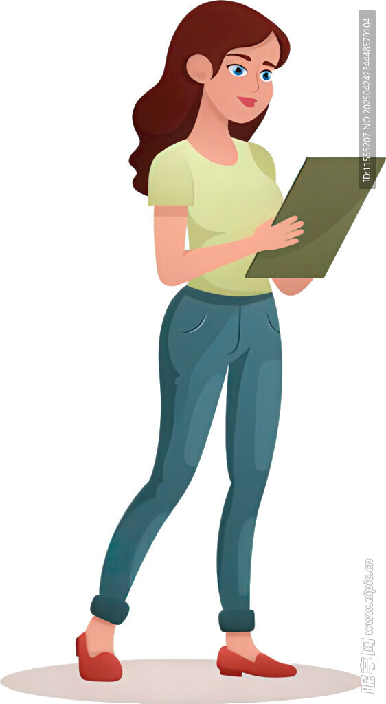 手持平板的休闲女性