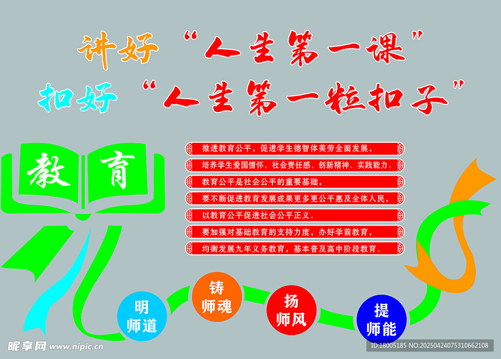 教育宣传海报 人生第 一粒扣子