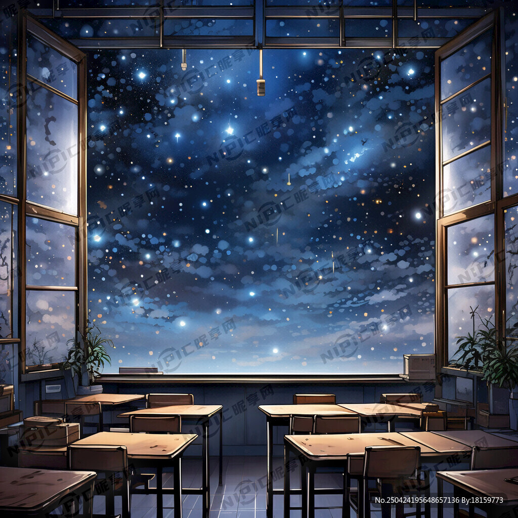教室 窗口 星空 唯美 希望