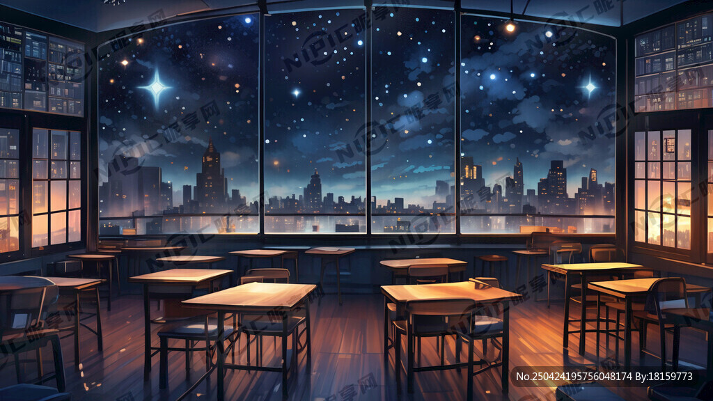 教室 窗口 星空 唯美 希望
