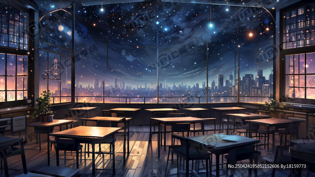 教室 窗口 星空 唯美 希望
