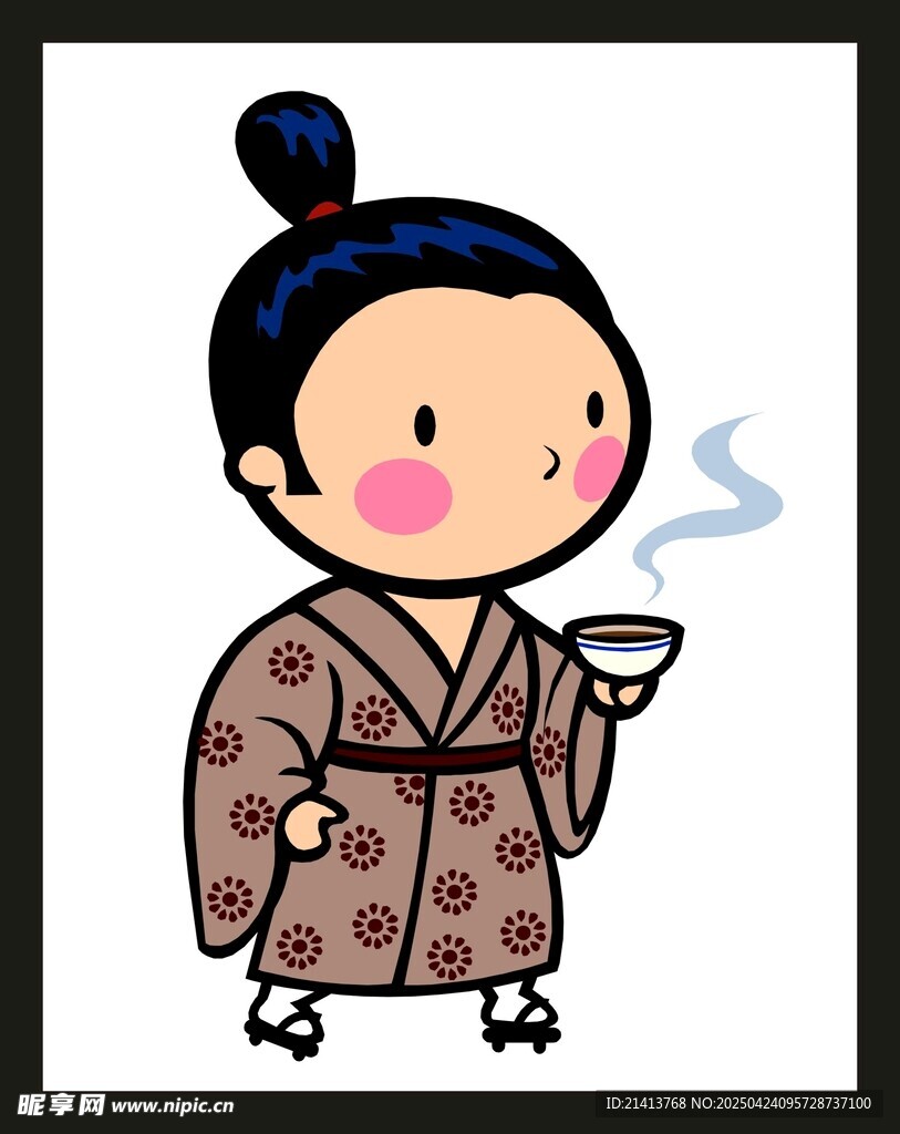 古风男孩惬意品茶