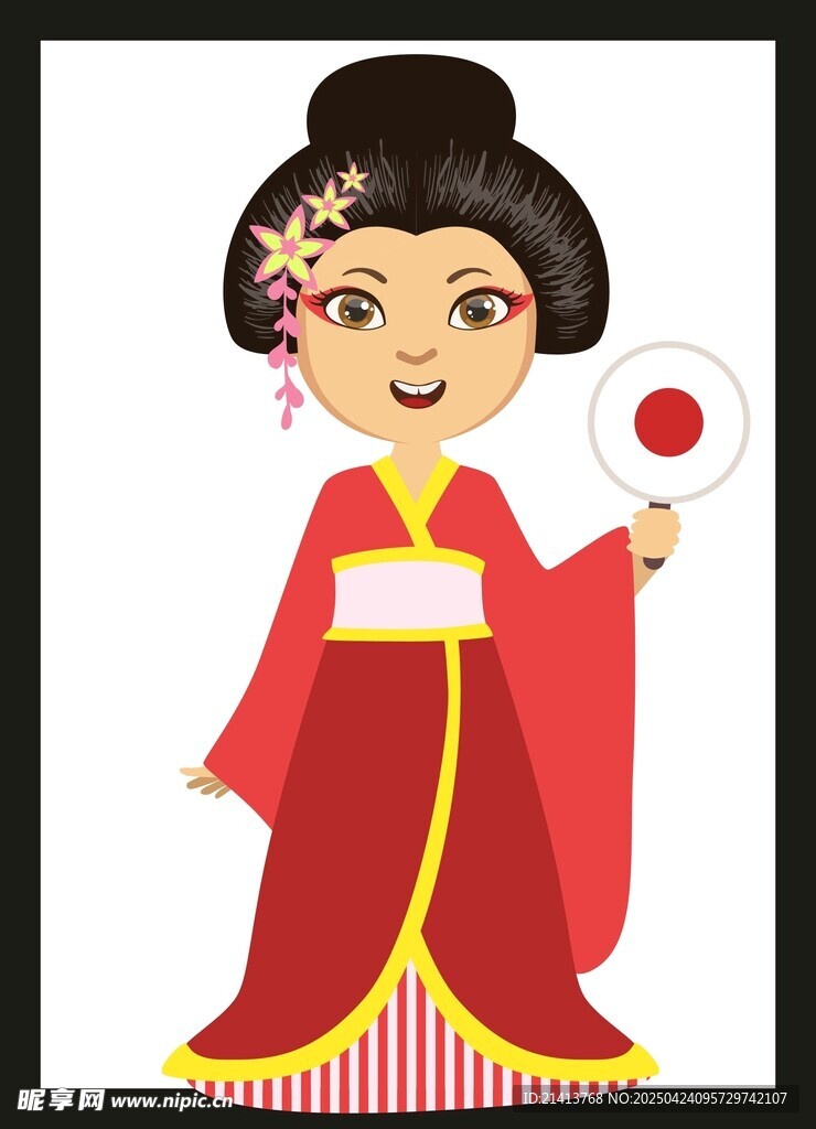 穿和服的可爱日本女孩