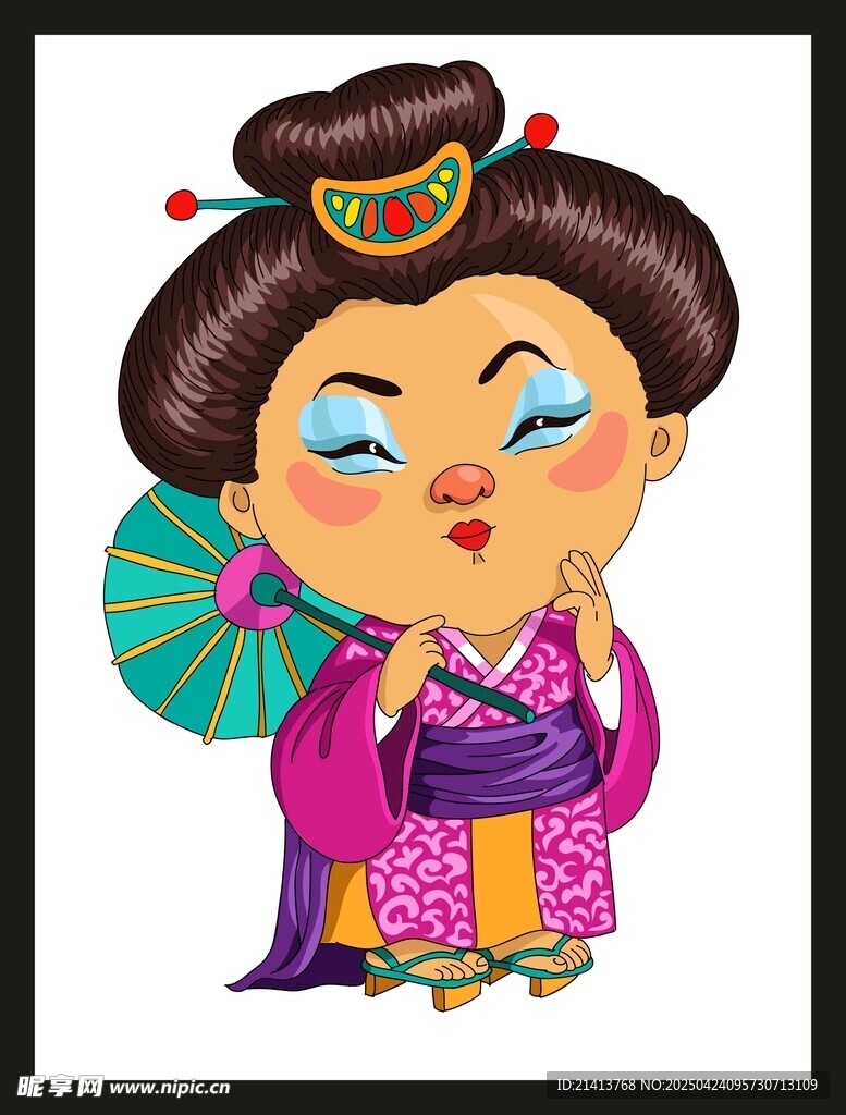 可爱古风少女持扇图