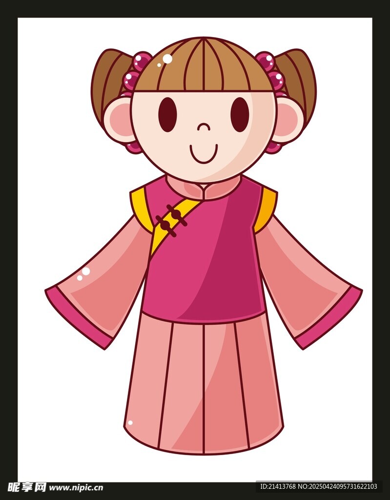 穿传统服饰的可爱小女孩