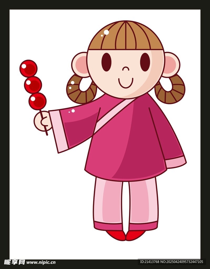 手持糖葫芦的古装小女孩