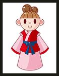 穿汉服的可爱卡通女孩