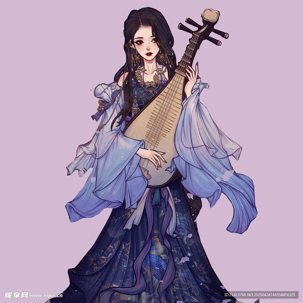 古风女子优雅弹奏琵琶