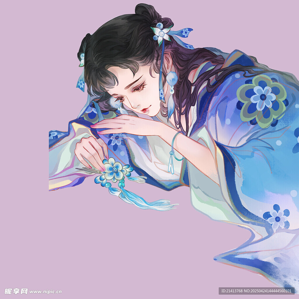 古风侧卧美人图