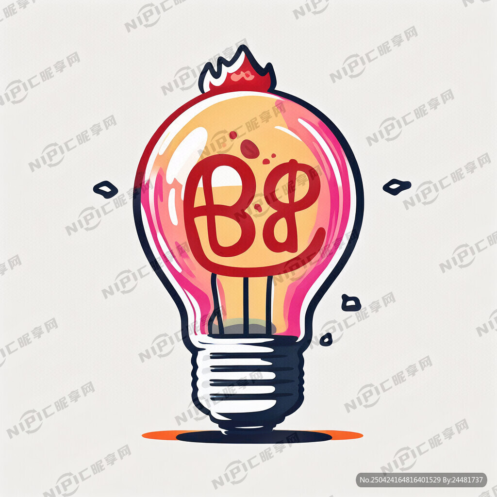卡通灯泡里写加油二字