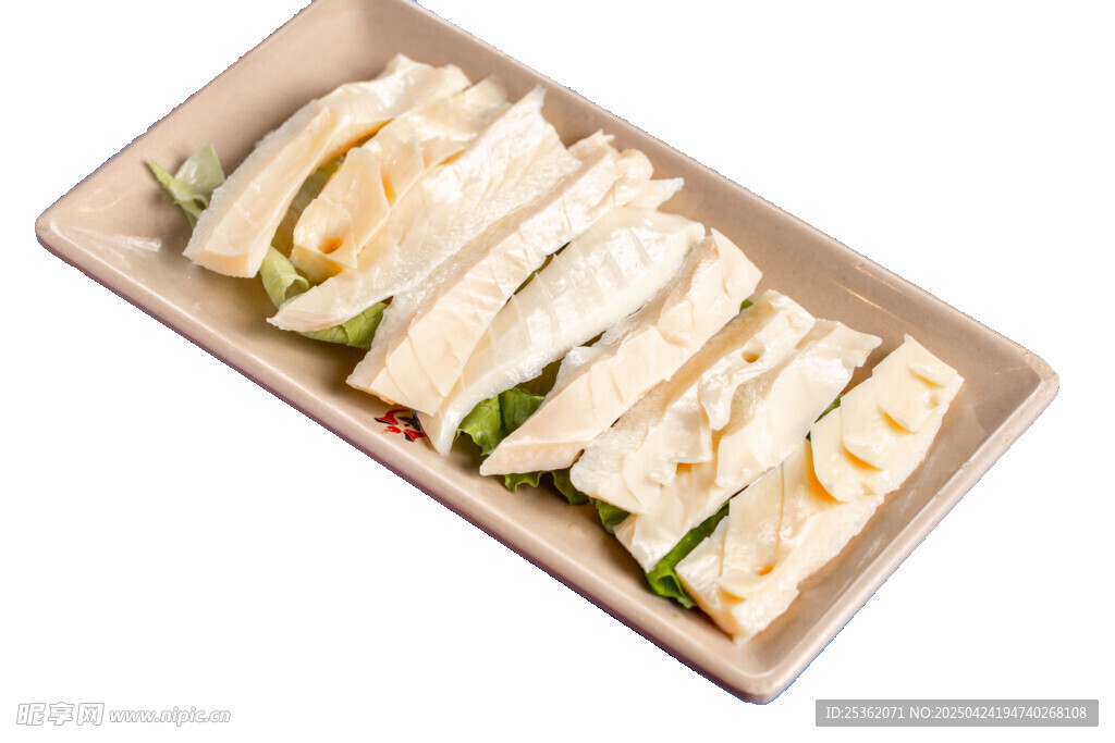 美味牛黄喉整齐摆放在盘