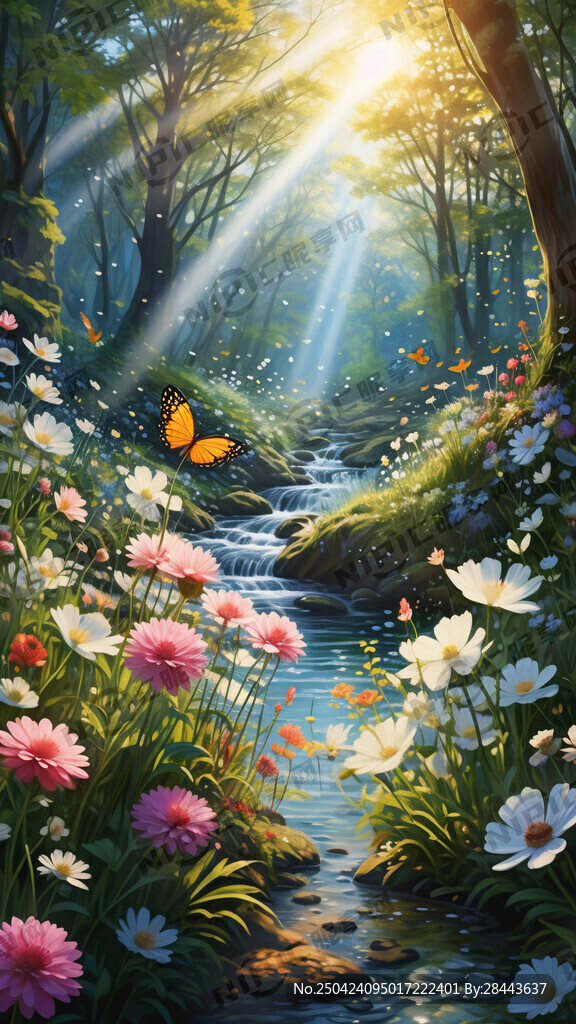 阳光明媚 蓝天白云 绿草鲜花