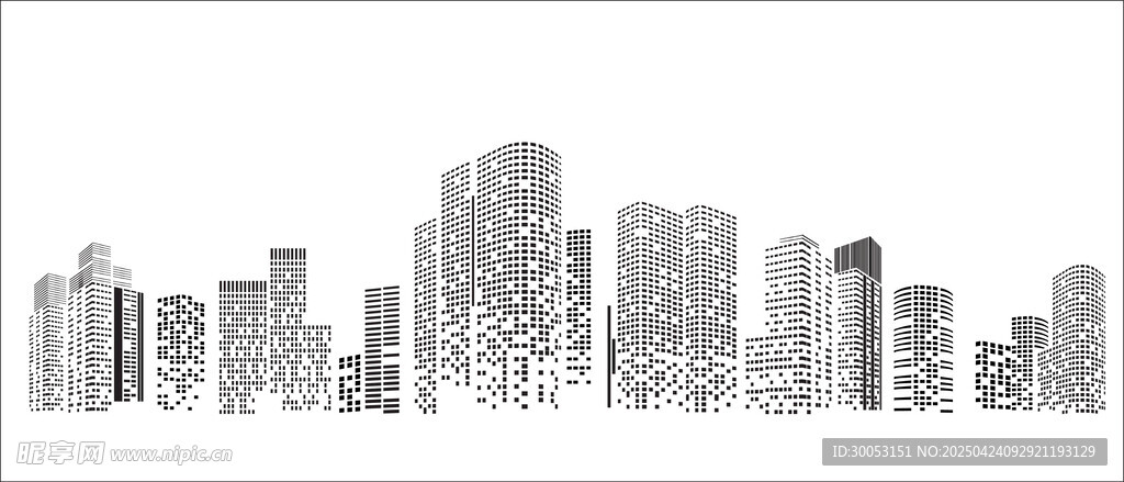 城市建筑轮廓线条图