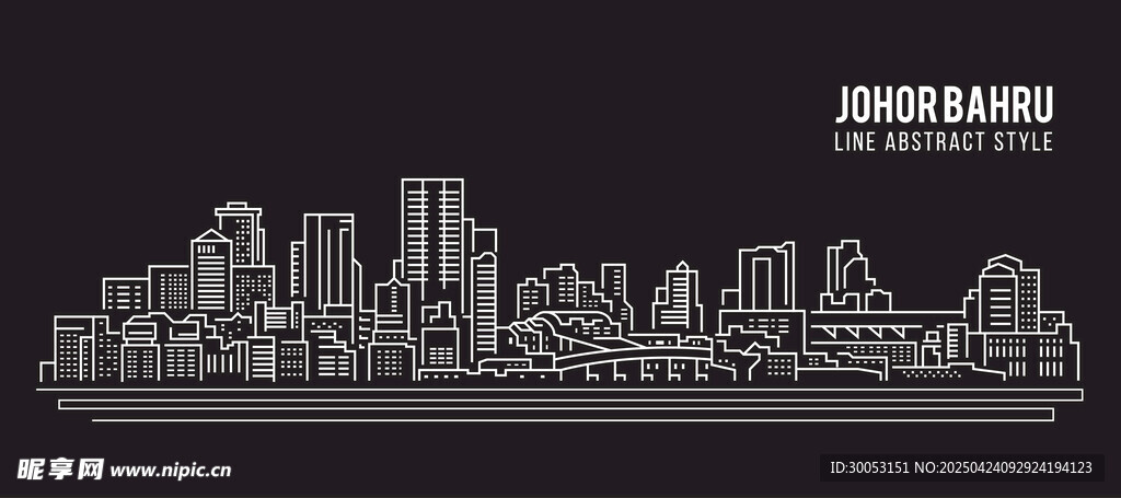 城市天际线简约线条图