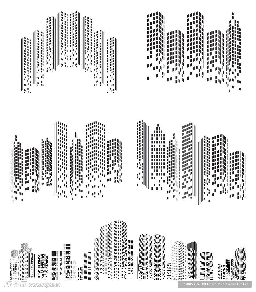 城市建筑轮廓矢量素材