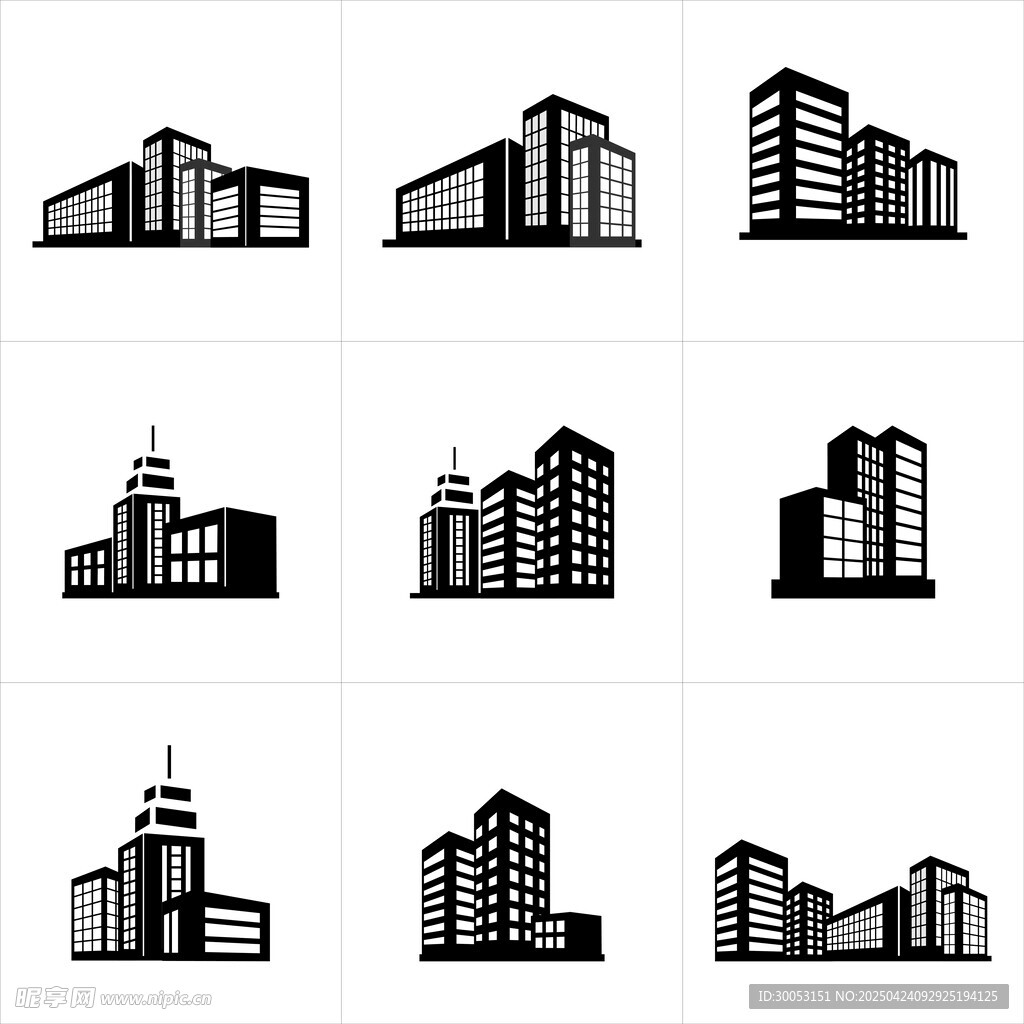 多样建筑轮廓图标集
