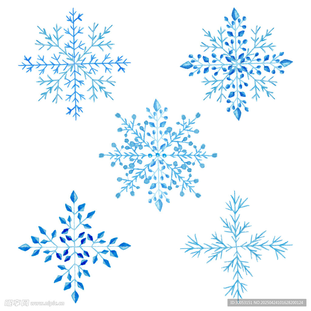 蓝色精美雪花图案集合