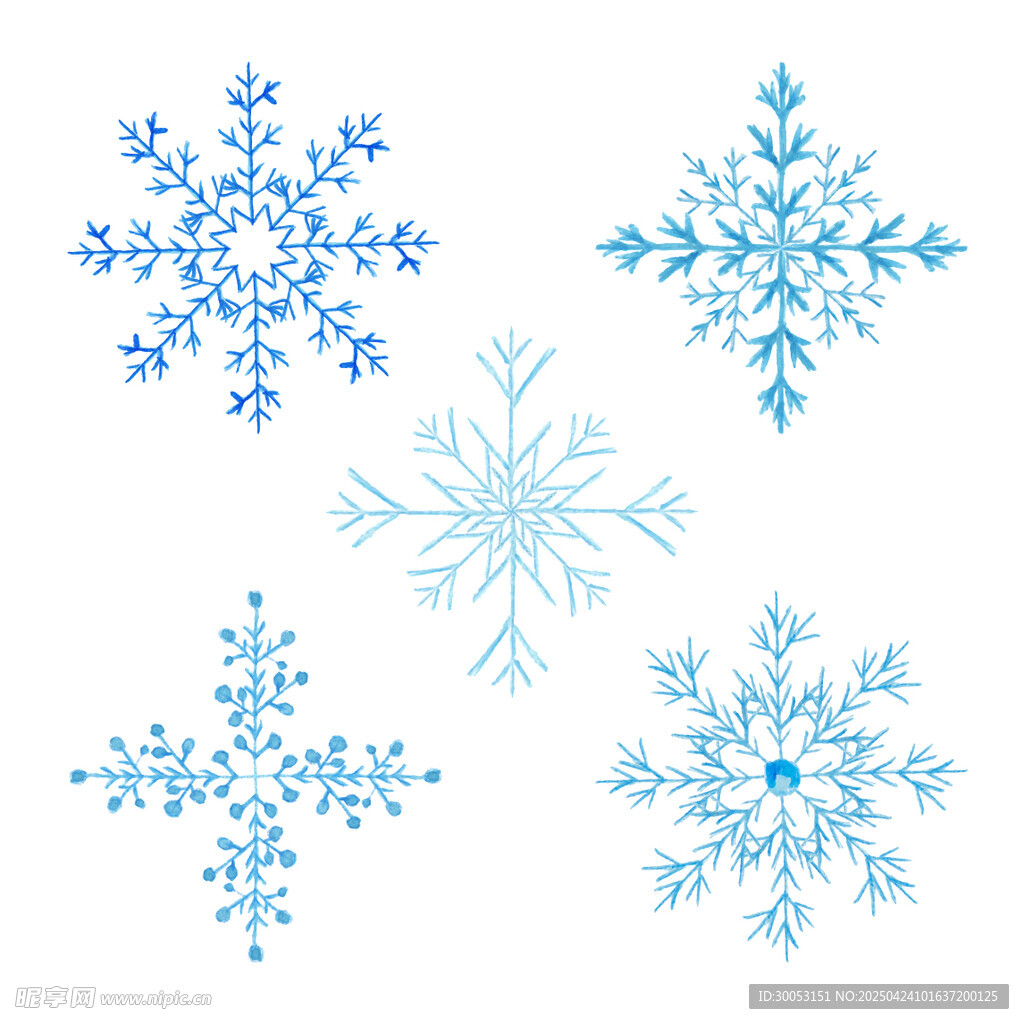 蓝色精美雪花图案集合