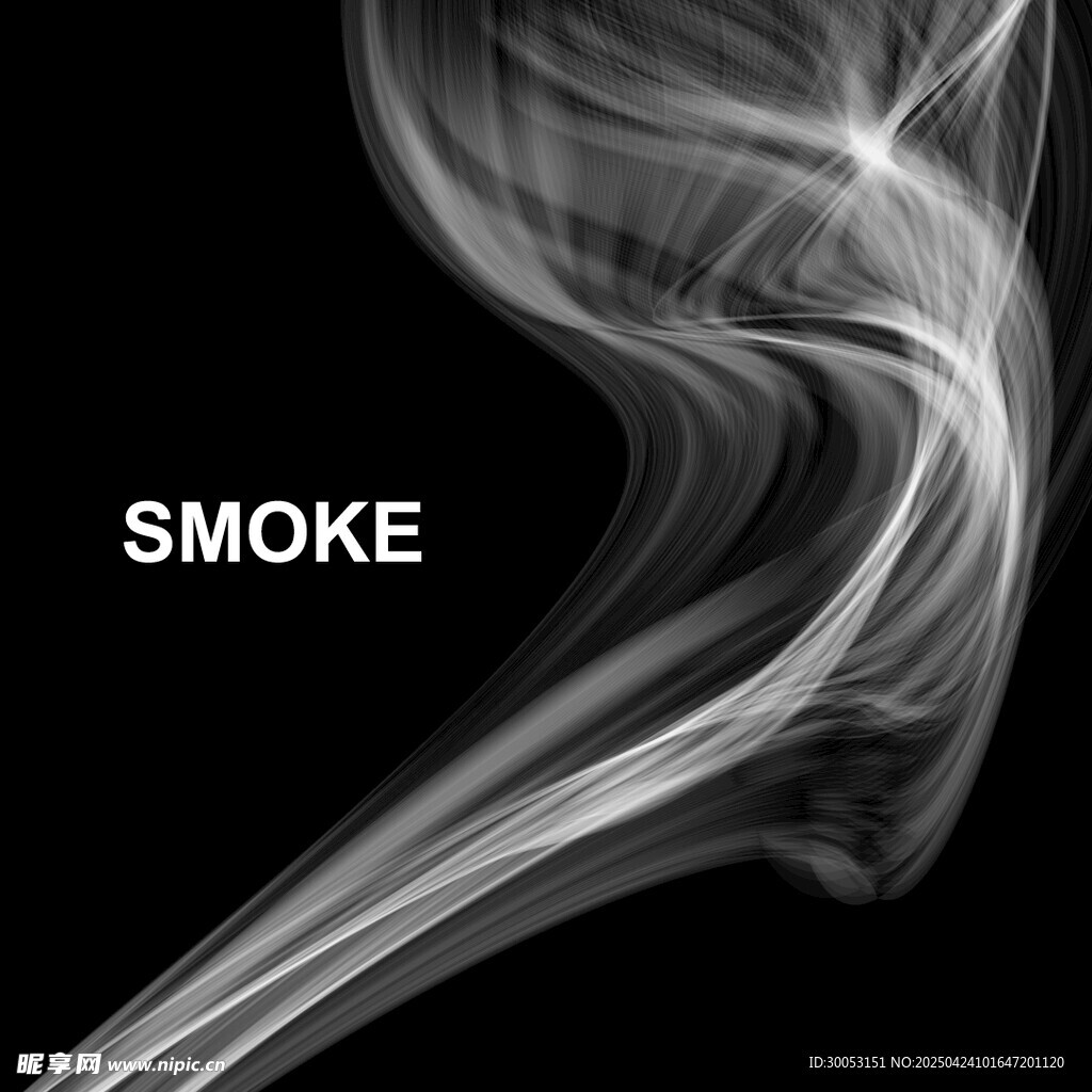 黑色背景上的飘逸白色烟雾