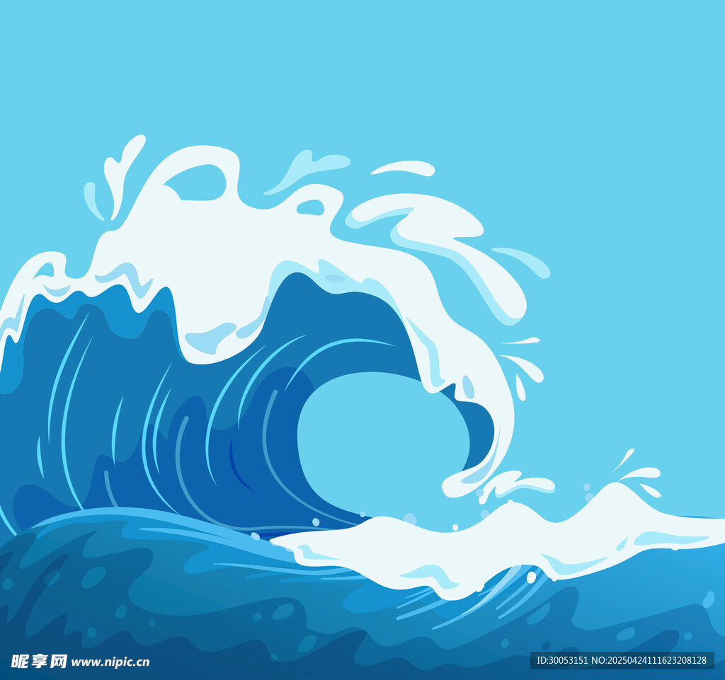 蓝色海浪汹涌澎湃