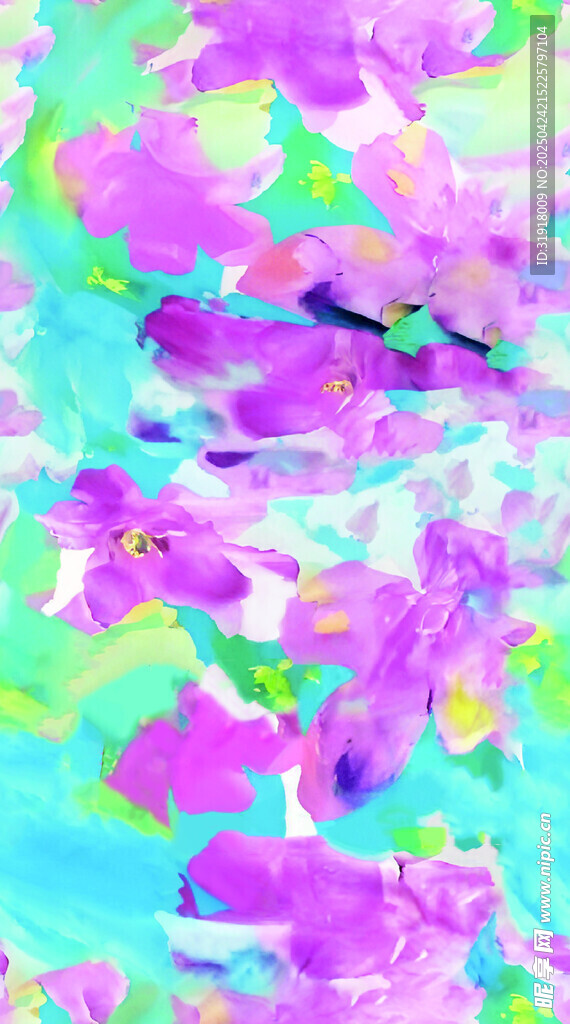 梦幻多彩抽象花卉图案