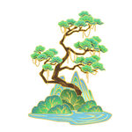 中式山水松树插画景观