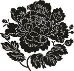 黑色牡丹花卉图案