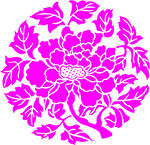 粉色花卉圆形剪纸图案