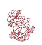 手绘红色牡丹花图案