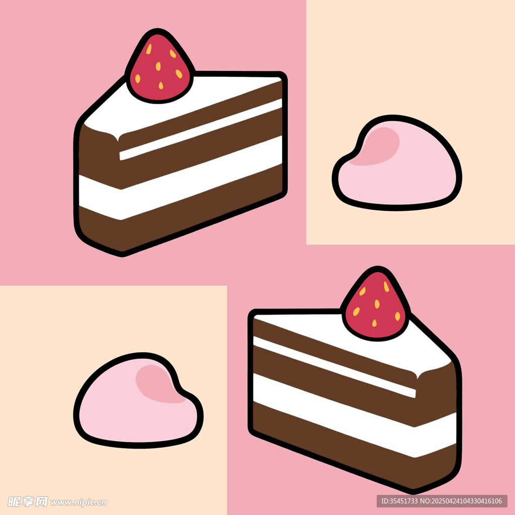 美味草莓蛋糕插画